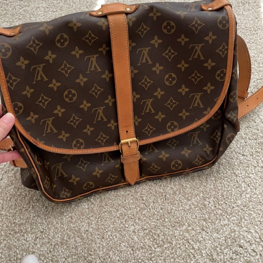 Louis Vuitton Brown Monogram Crossbody Bag with Tan Trim